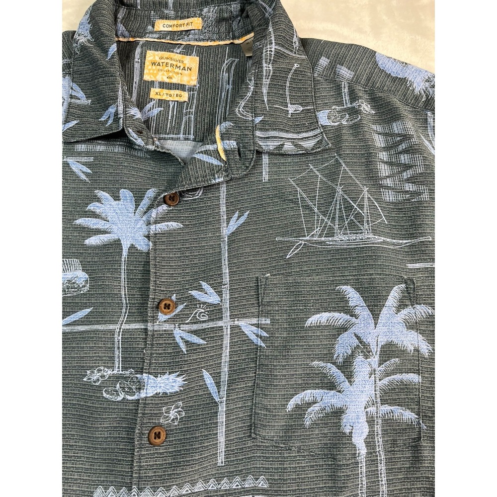 Quiksilver Waterman collection Mens XL Shirt Aloha Button Front Tropical Comfort - Picture 3 of 7